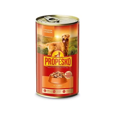 Propesko konzerva pre psov 1240g hovädzia-kura