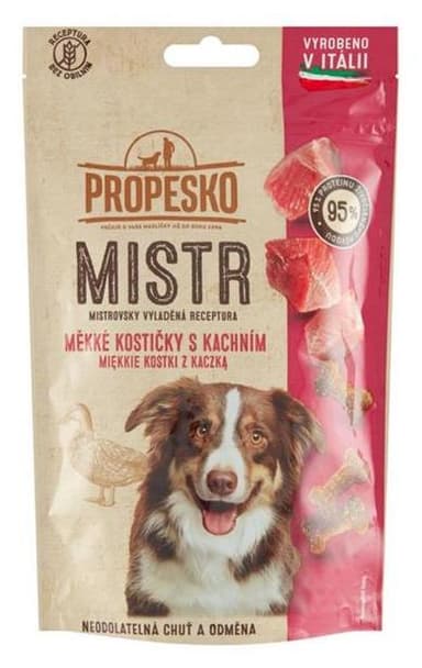 Propesko Mistr Snak pre psov kačacie kostičky 90g